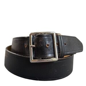 Dutyman 1611 Mens Black Genuine Leather Duty Belt Silver Buckle Size 46 1.5in